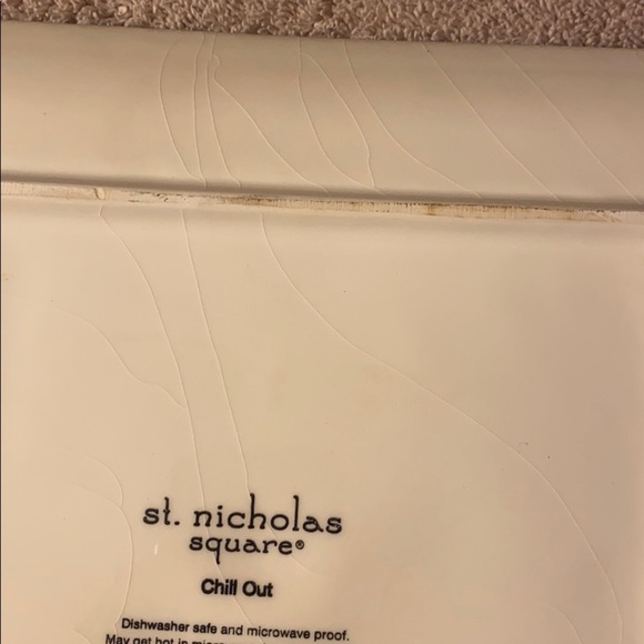 St. Nicholas Square Snowman Ceramic Platter 11" Winter Chill Out Holiday Decor - Picture 7 of 7